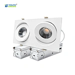 1500LM Double Heads 4 Inch 18W LED Recessed Gimbal Downlight CRI>90 360D Rotate 90D Tilt Commercial Downlights